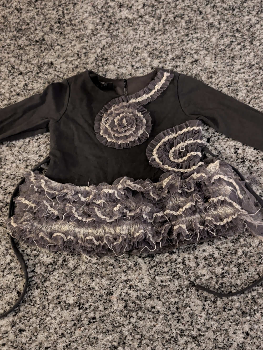 Isobella & Chloe Black Dress with Cream Ruffle Accents